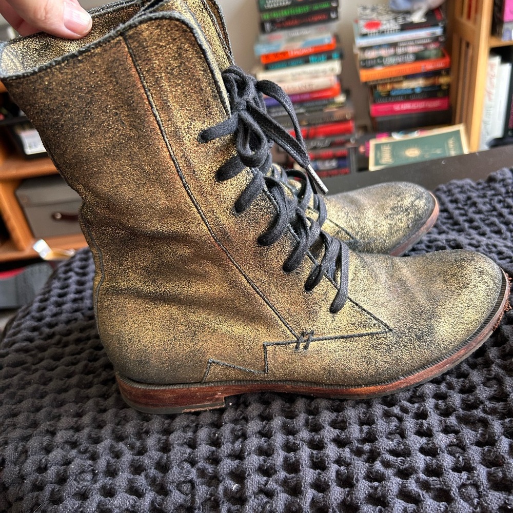 John Fluevog Gold boots W8